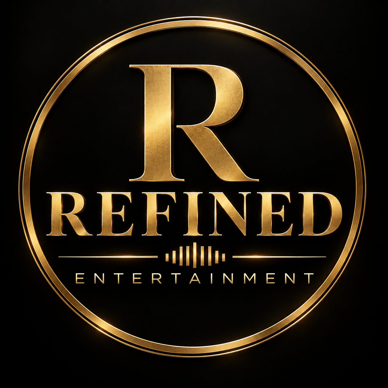 Refined Entertainment circular gold logo