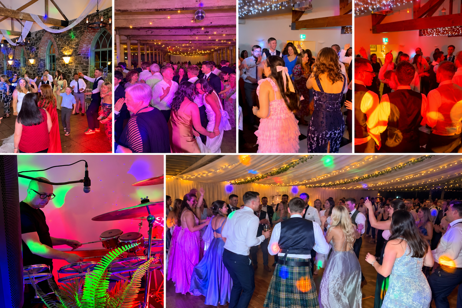 Wedding celebration moments and dancing guests
